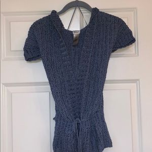 SOLD! DKNY NEVER Worn, Blue Hooded V-Neck Top, 💙